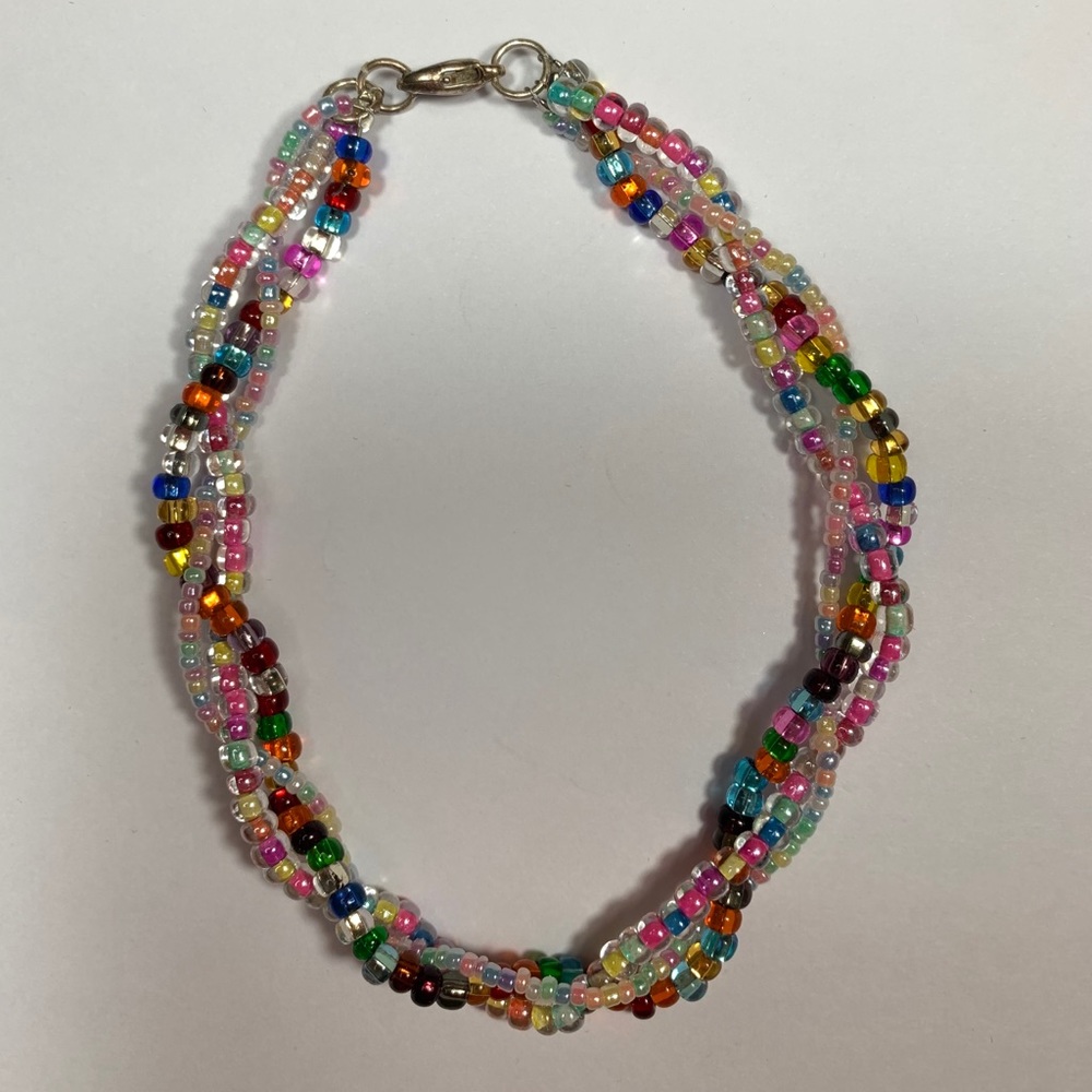 Anklet - Multicolored Three strand beaded anklet